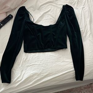 Zara Dark Green Velvet Crop Top